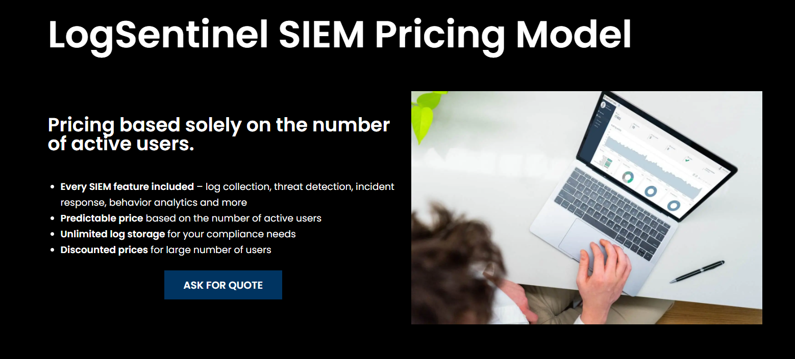 LogSentinel SIEM per-active-user pricing model