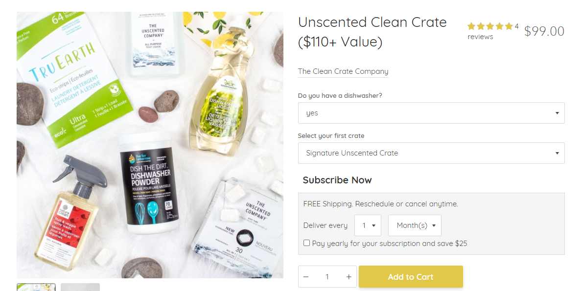 The Clean Crate Company bundled subscription billing