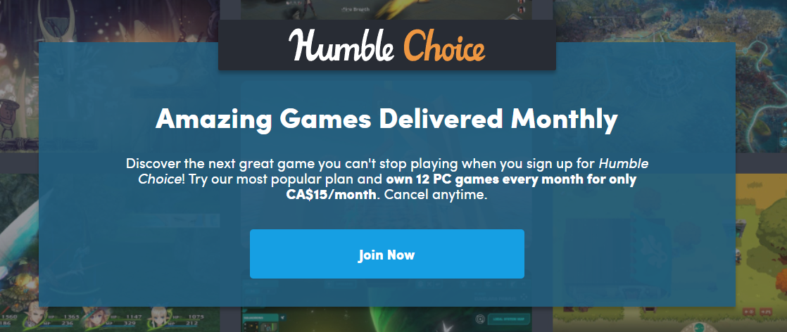 Humble Choice and Humble Trove bundled subscription billing