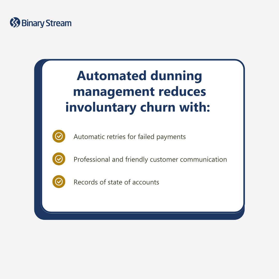 How does automated dunning management reduce involuntary churn